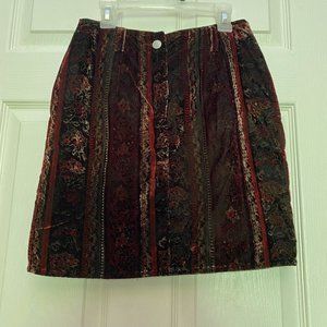 Vintage Velvet Mini Skirt with Romantic Floral Print